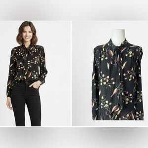 What Goes Around Comes Around 100% Silk Bow Blouse | Vintage 80s Art Deco size M